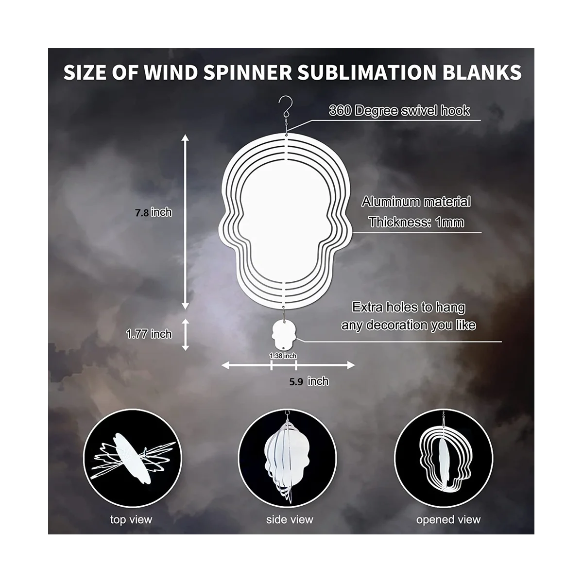 4 Stuks Sublimatie Wind Spinner Blanks, Vorm 3d Aluminium Wind Aangedreven Kinetische Sculptuur Voor Yards & Tuin