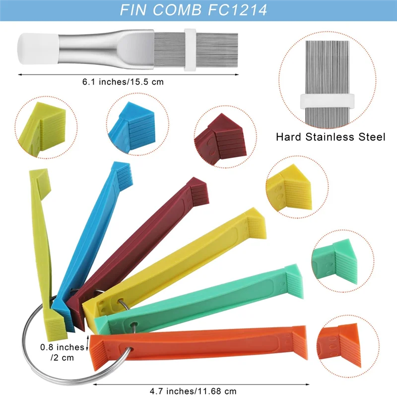 6 PC Air Conditioner Fin ชุดทําความสะอาด,FCR6 Fin หวีคอนเดนเซอร์, air Outlet CLEANER ระเหยหม้อน้ําซ่อมชุดเครื่องมือทําความสะอาด