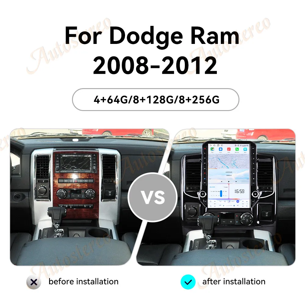 14,5 Zoll Android Carplay Für Dodge RAM 2008-2012 Tesla Stil Auto GPS Navigation Multimedia Player Auto Radio Band kopf Einheit