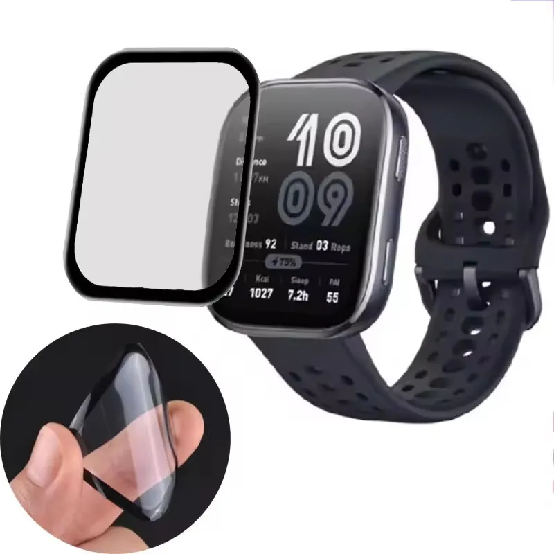 طبقة حماية كاملة التغطية لـ Amazfit Bip 6 واقي شاشة منحني فائق الدقة ومضاد للخدش لملحقات Huami Amazfit Bip6