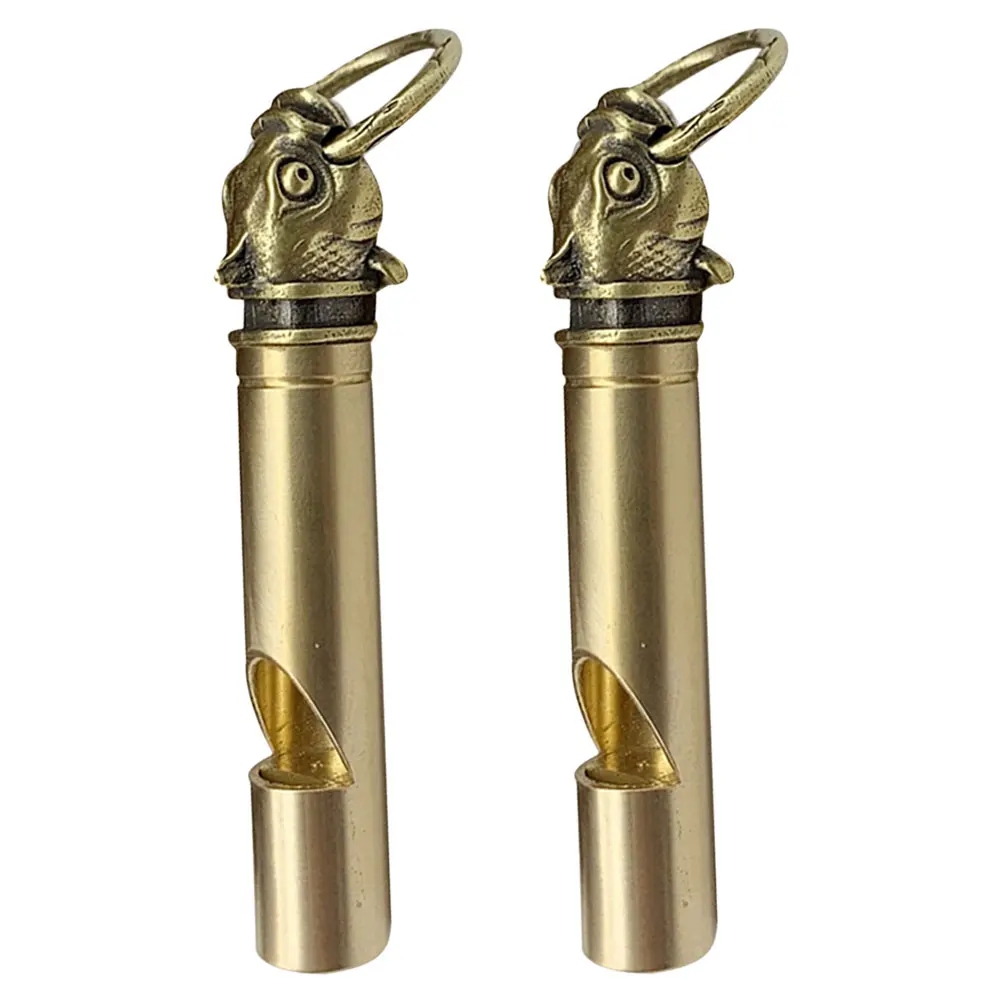

2 Pcs Brass Whistle Keychain Delicate Bag Hanging Camping Copper Dog Training Decorative Emergency