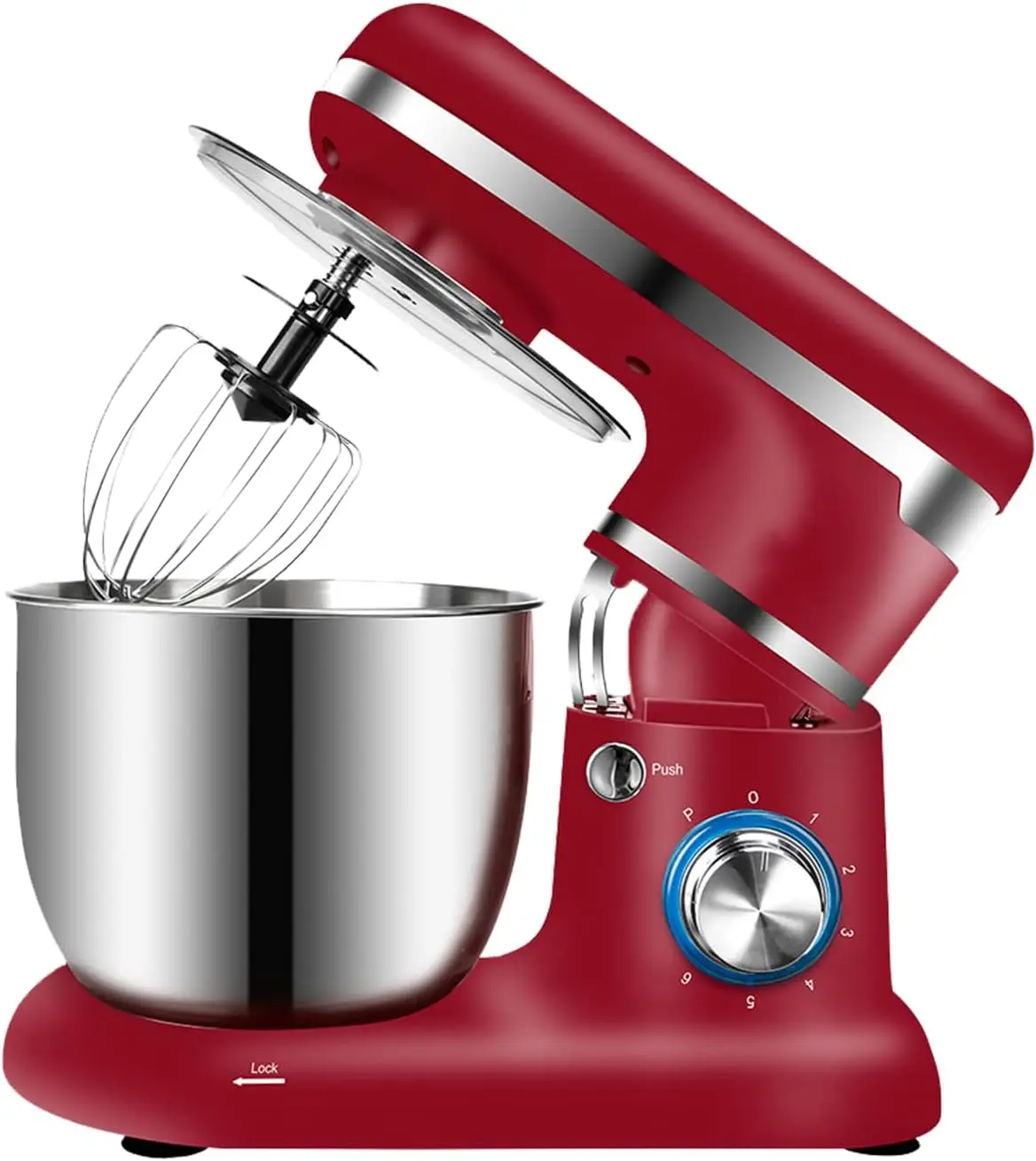 خلاط كهربائي عالي الطاقة 1200 وات 6 سرعات مع وعاء من الفولاذ المقاوم للصدأ برأس مائل للخبز والطبخ خلاط طعام المطبخ