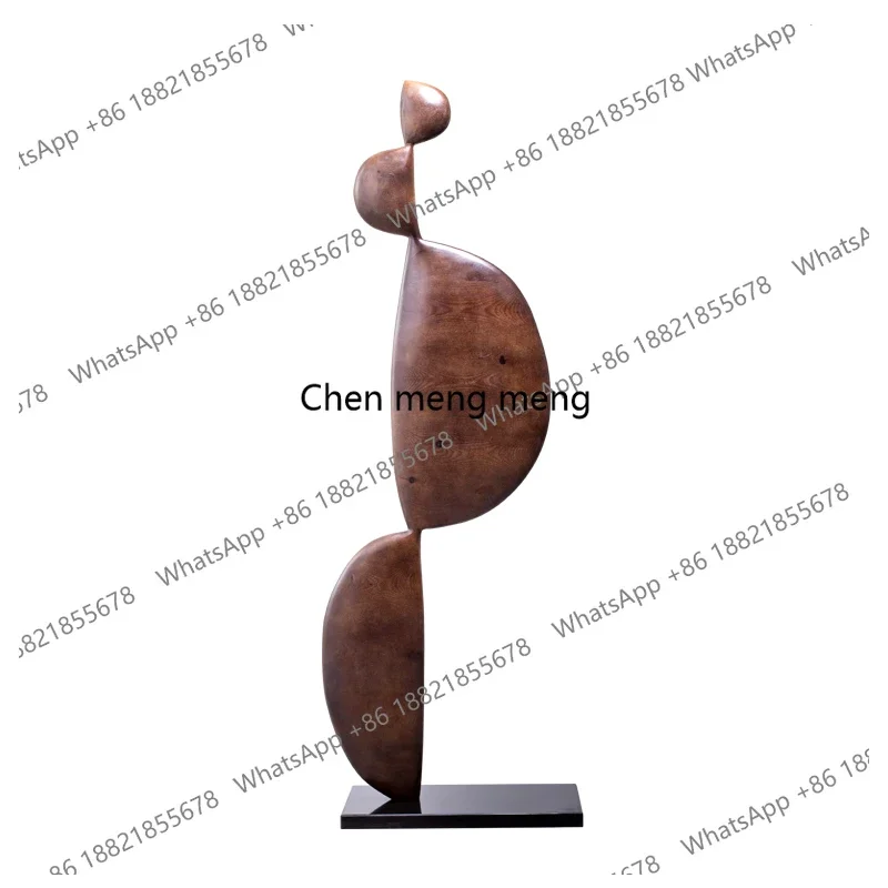 Abstract solid wood sculpture artwork model room entrance hotel interior soft decoration large floor ornament