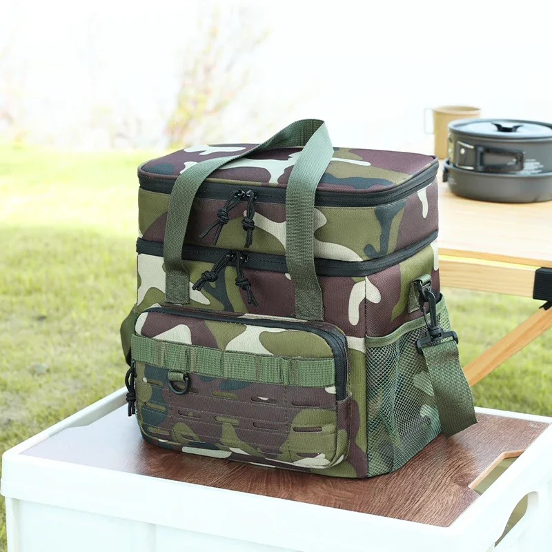 2-Layer Tactical Lunch Bag Outdoor Picnic Cooler Bag Work Leakproof Insulated Durable Thermal Cooler Bag Meal Camping Picnic