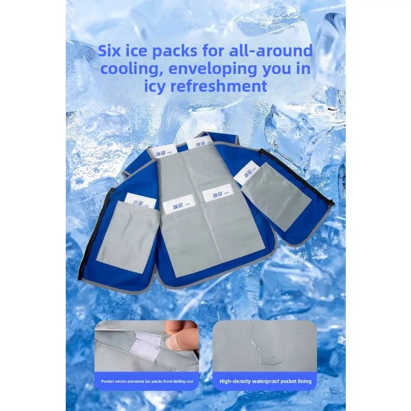 Gilet Refrigerante con Pacchi Ghiaccio, Isolamento Termico, Traspirante, per Esterni Estivi, Lavoro in Cucina, Protezione da Calore ad Alta Temperatura, Nuovo