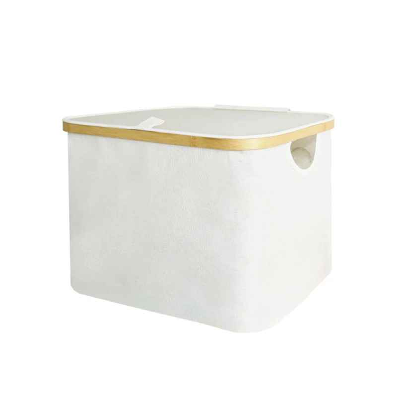 

Laundry Hamper Lid Double Hamper 2 Removable Bags Section Basket Bamboo Handles Bathroom Room Storage Box Beige Bedroom Shelve