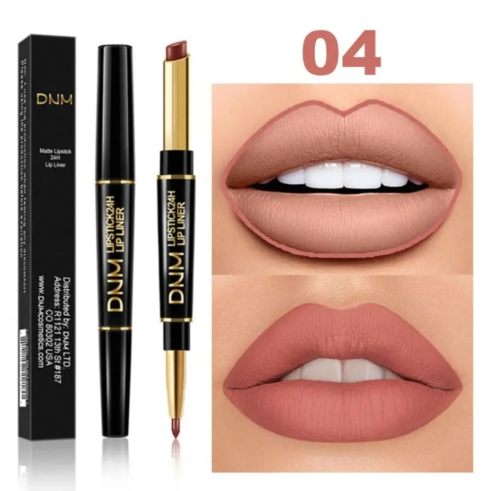 Long Lasting Matte Lipstick Two In One Non Fading Water Proof Makeup Tool Moisturizing Double Ended Liner Pencil Women