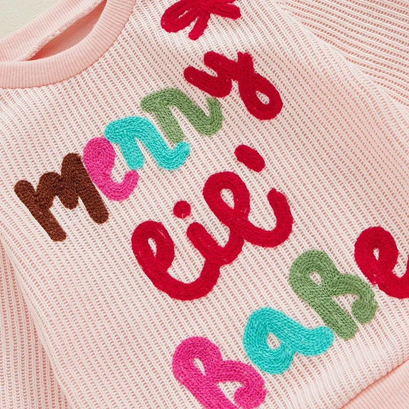 Christmas Newborn Baby Girls Boys Warm Sweaters 0-24M Letter Embroidered Long Sleeve Round Neck Knitted Pullover Casual Tops