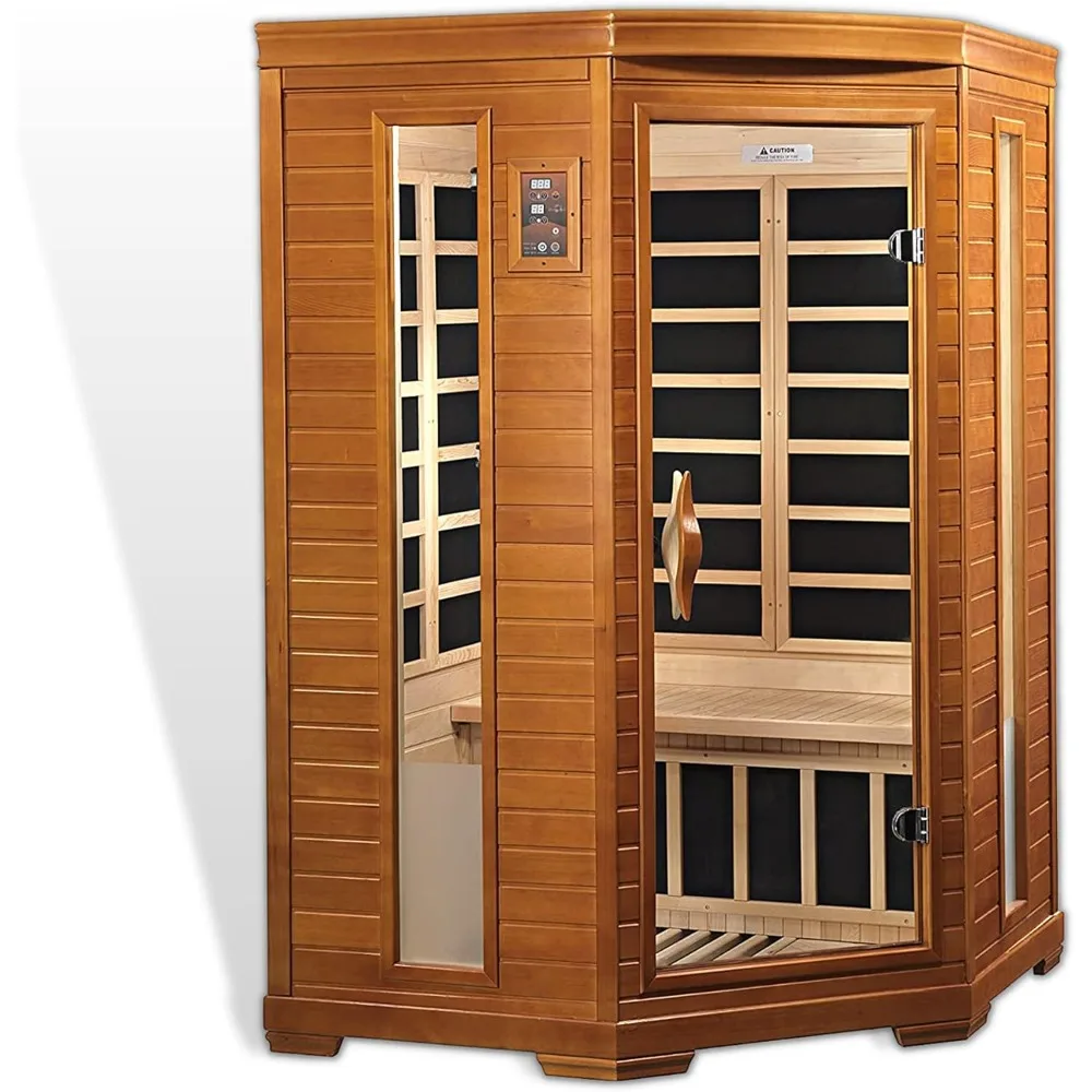 Dynamic Hemming 2 Person Infrared Corner Sauna for Home, Low EMF Indoor Saunas Full Size Indoor Personal Spa 49