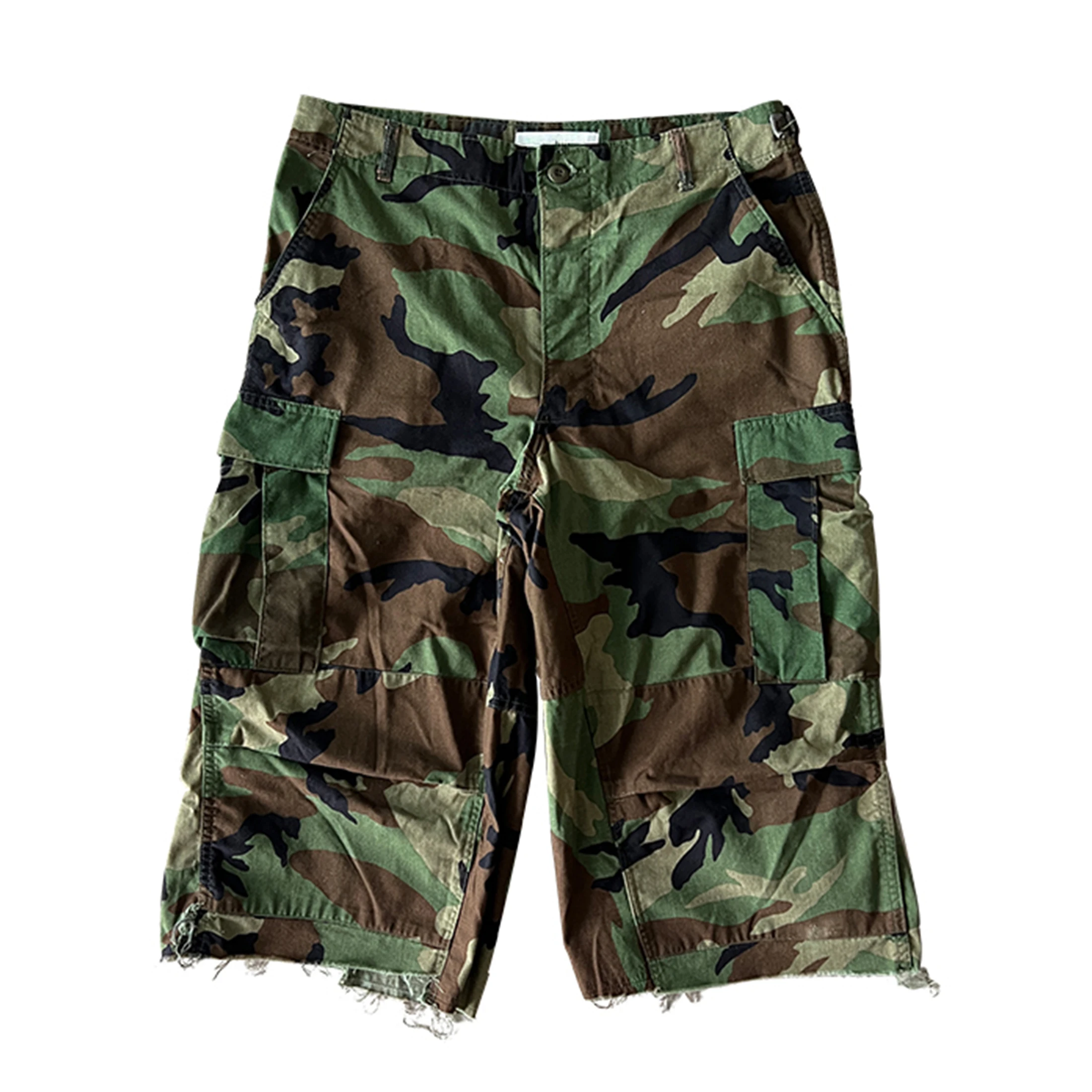 NIGO Men\'s Spring And Summer Vintage Wide-legged Shorts Do Old Casual High Street Camouflage Work Jeans Pants Ngvp #nigo8762