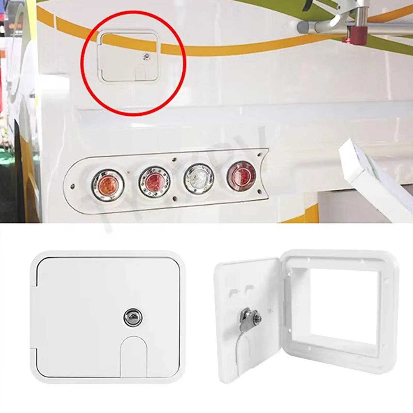 

RV Compartment Door RV Compartment Door 19.4x16.5cm Anti UV Perfect Camper Hose Storage Cover Rust-Resistant Cover For Motorhome