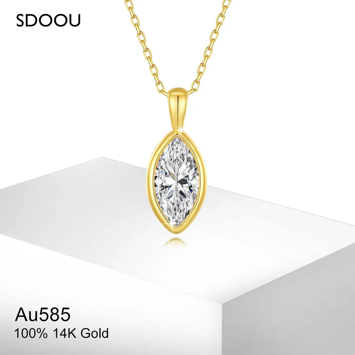 

SDOOU 14K Gold 1ct/2ct Moissanite Pendant Necklace Marquise Cut for Women Birthday Engagement Wedding Gifts Solitaire Minimalist