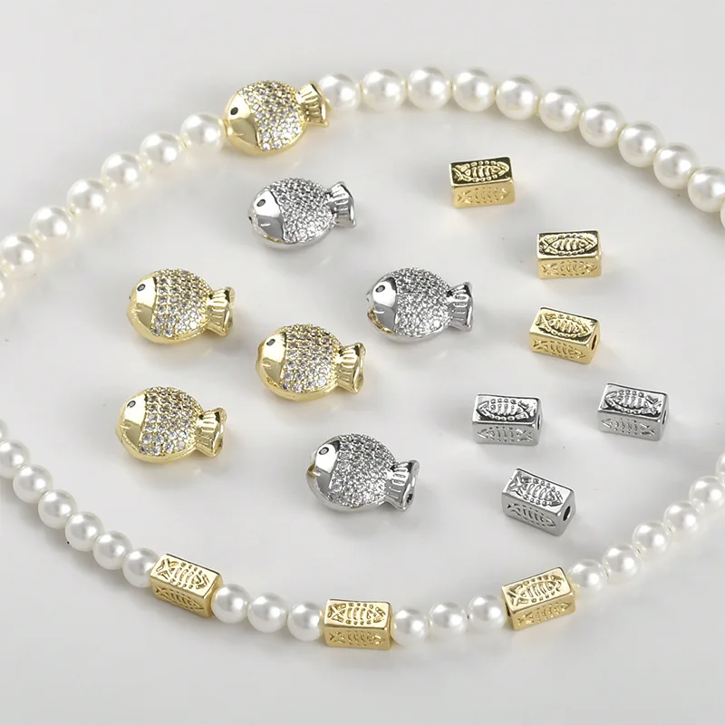 

Медные позолоченные бусины-разделители в форме рыбки с цирконом, прямоугольные, для изготовления браслетов, ожерелий и ювелирных изделий своими руками