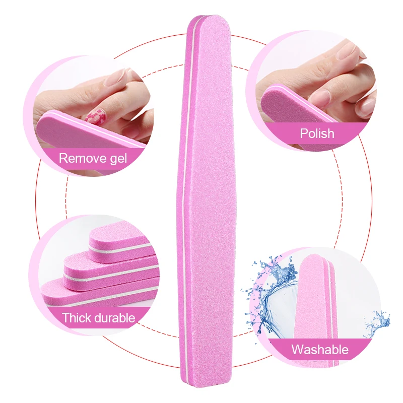 Arte Clavo 1pc Double sided Nail File Pink Sponge Bar Nail Buffer File Washable Nail Polishing Cuticle Remove Manicure Tools