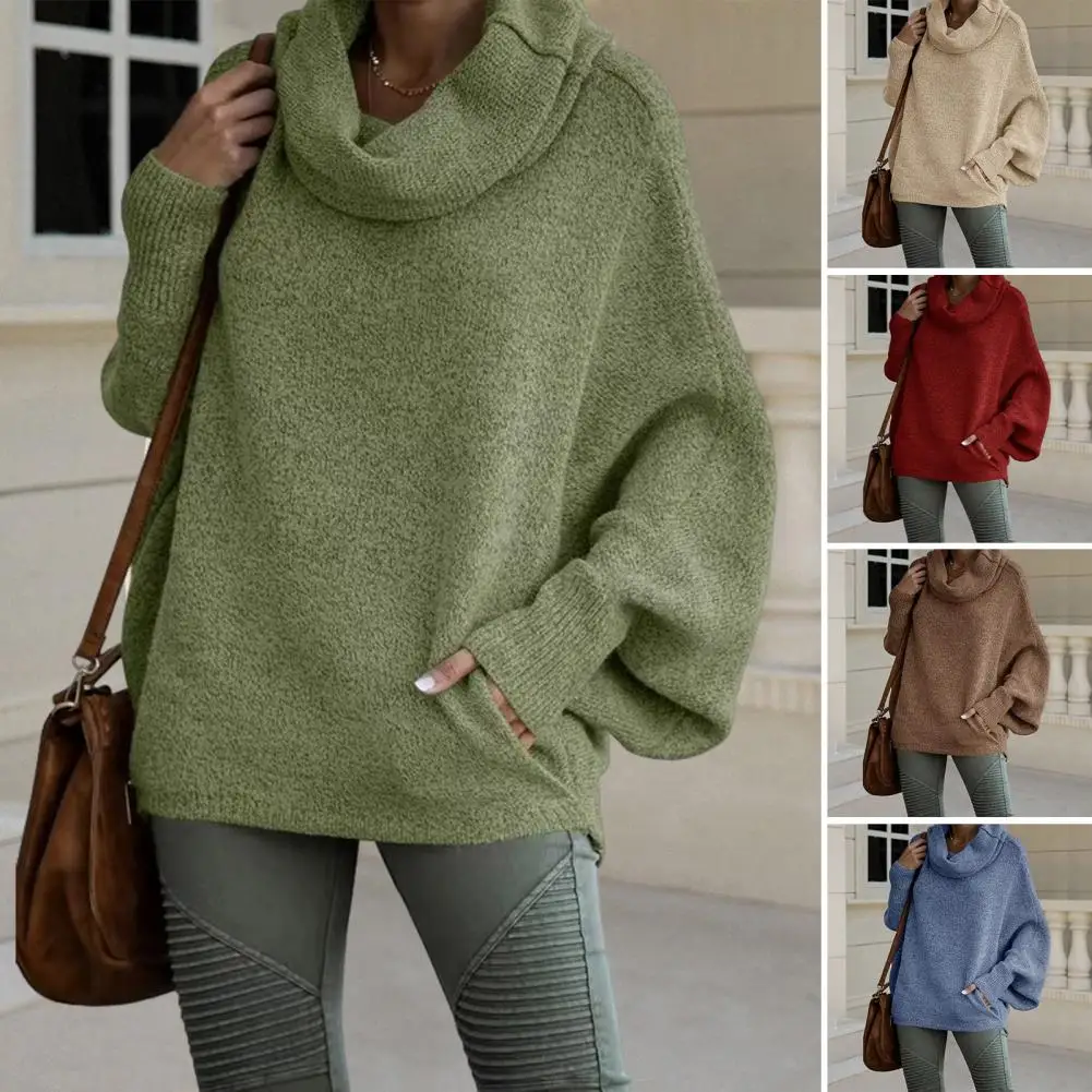 Women's Vintage Knitting Long Sleeve Casual Solid Color Pullovers 2024 Autumn Fashion Turtleneck Ladies Loose Female Sweater Top