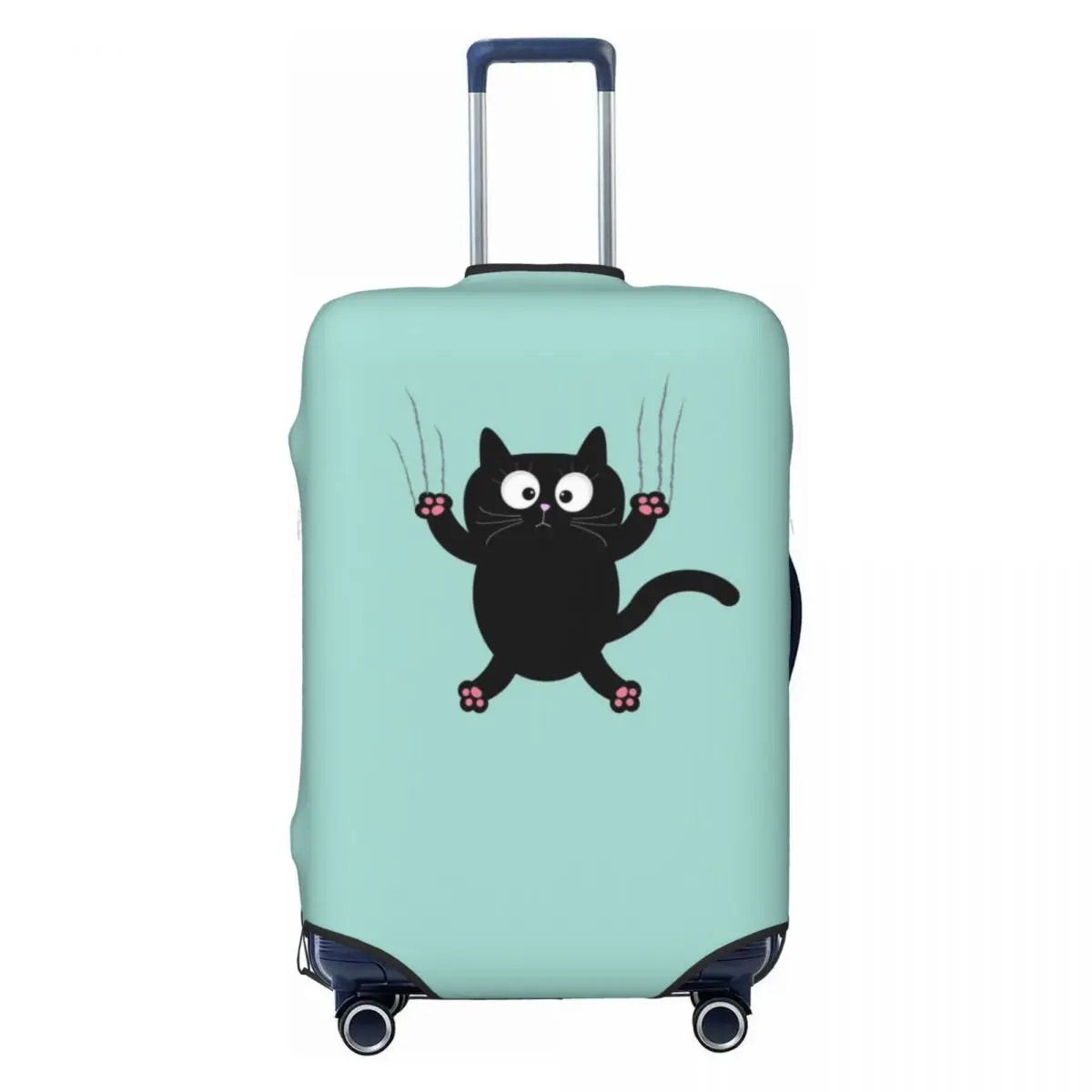 Cute Black Cat Suitcase Cover Vacation Animals Print Strectch Luggage Accesories Business Protector