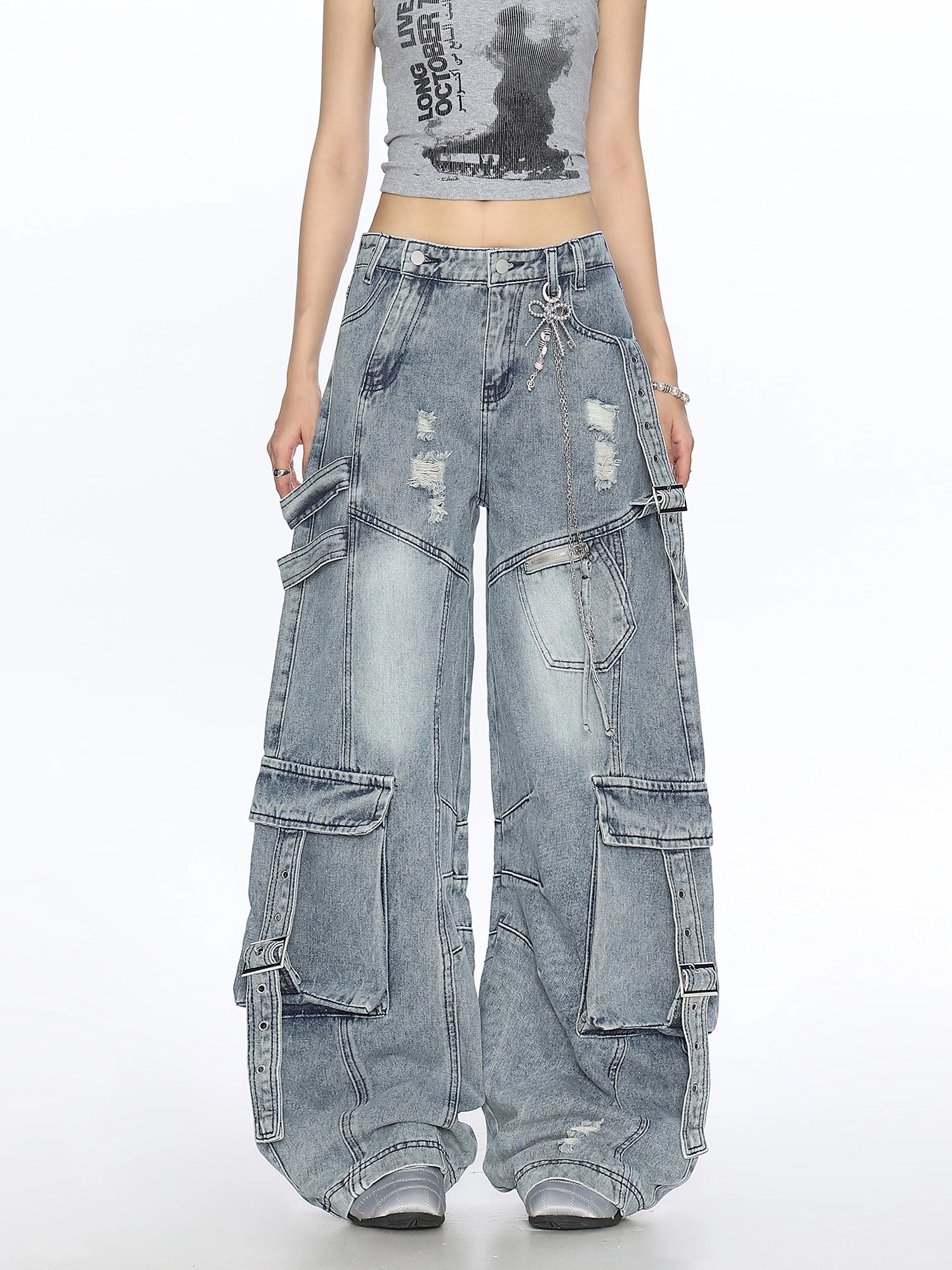 

Джинсы Biggold Heavy Du Waed Distred Workwear для женщин: повседневные широкие брюки свободного кроя с деконструированным дизайном