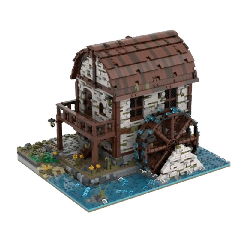 Bouwsteen MOC-169846 Middeleeuwse Molen Waterrad Gebouw 3268 Stuks Volwassen Kinderen Puzzel Onderwijs Verjaardag Kerst Speelgoed Cadeau