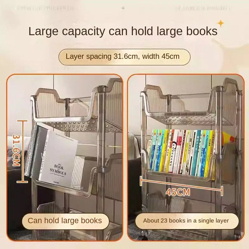 Movable Floor Standing Bookshelf Storage Rack Children's Desk Integrated against Wall Easy Storage Organizer for Classrooms