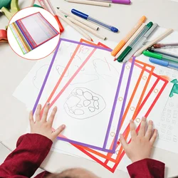 Bolsas transparentes de borrado en seco para mujer, bolsas con bolsillos para oficina, suministros de papelería para estudiantes, Mangas de Pvc, 10 piezas