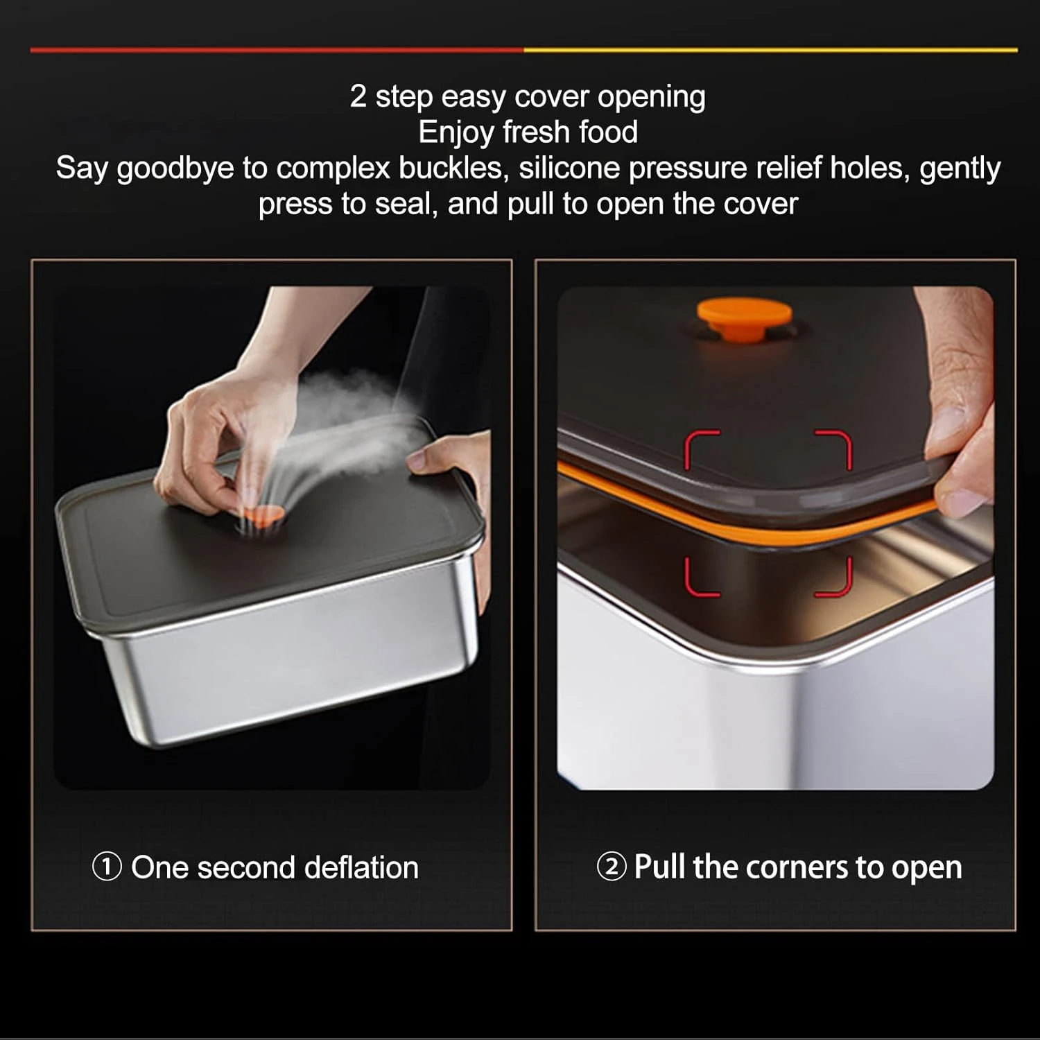 Safe and Hygienic Stainless Steel Vacuum Sealing Food Container with Lid - Large 3700ml Capacity for Refrigerated or Preserved M