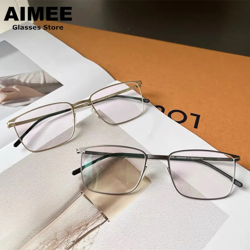 Germany Brand Design Screwless Glasses Frame Titanium Ultralight Eyeglasses Men's Business Square Spectacles Frames BUD Gafas