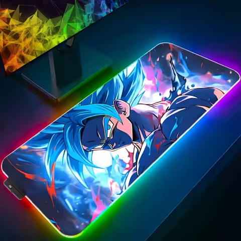 LED Mouse Pad Dragon Ball Backlight Gaming Accessories PC Computer Keyboard Gamer RGB Desk Mat alfombrilla xxl HD Anime Mousepad