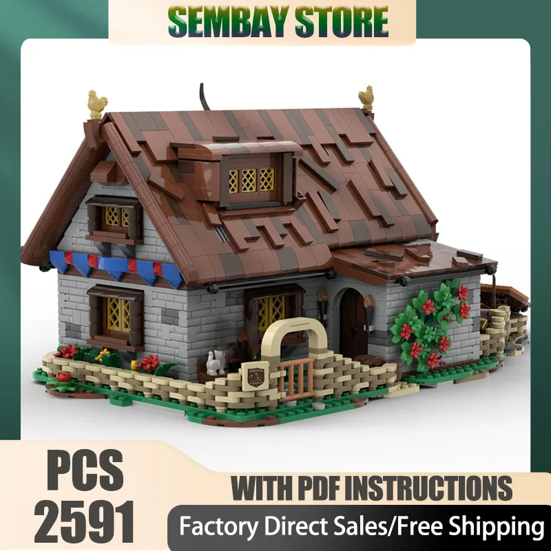 

Medieval Castle Model Moc Building Bricks Tavern Model Technology Blocks City Street View Christmas DIY Toy Construction Gift