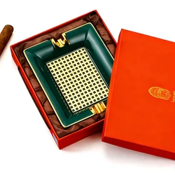 Lubinski Cigar Ashtray Home Living Room Ceramic Ashtray Creative Large Luxury Tobacco Ash Tray 2 Tubes Cigar Accessories Square