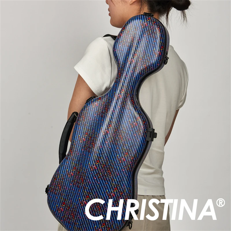 

CHRISTINA Violin Case Gourd-shaped New Model Speckling Red/Purple/Blue 4/4 Size Hard Composite Materials with Straps Bow Box