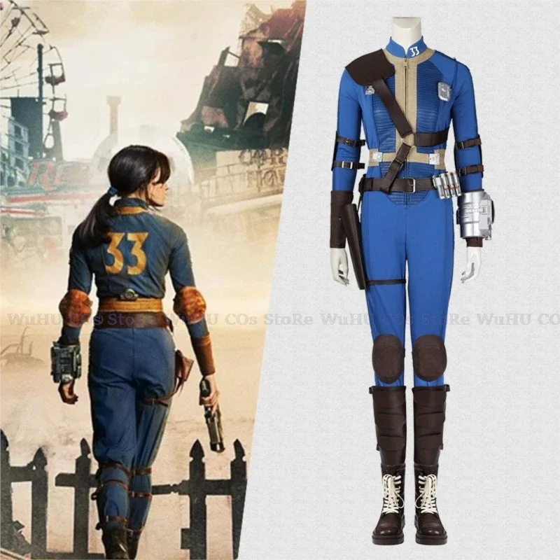 Fall Cos Out Lucy Cosplay Costume, Vault 33, Female Male, Sposition Eisdiebeed Jumpsuit, Uniform Prop Shoes, Halloween Party, Women