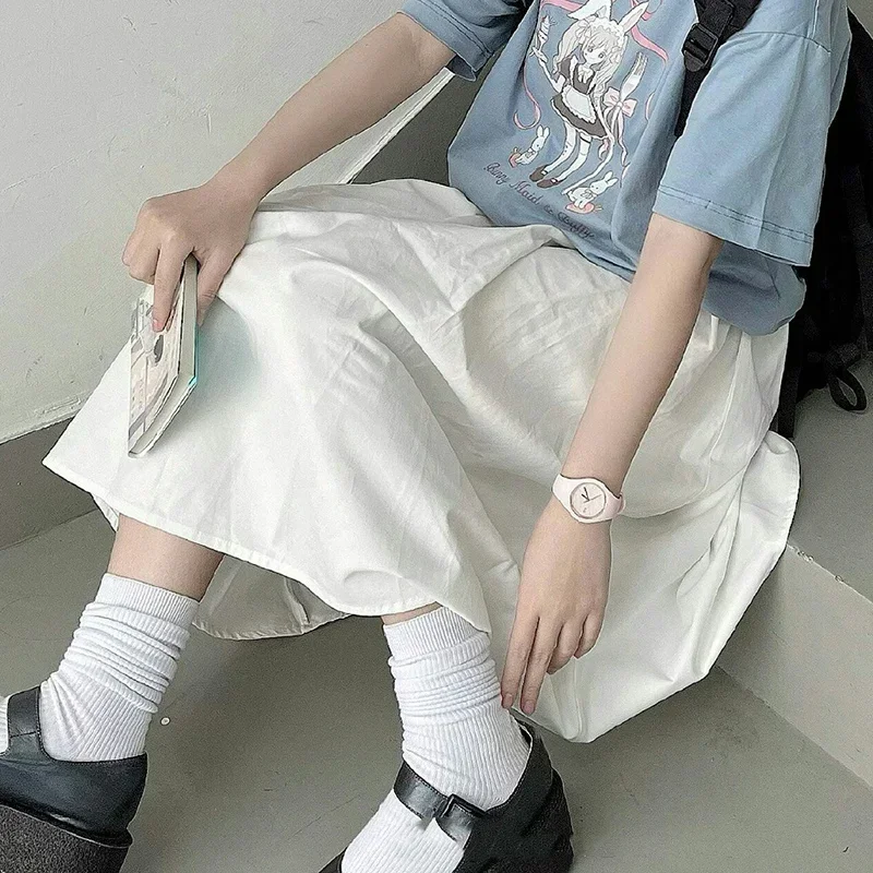 

Осенние женские белые юбки в Корейском стиле Ulzzang Fairy, юбка-миди с высокой талией, студенческая плиссированная трапециевидная юбка в консервативном стиле Faldas Femme, повседневная элегантная