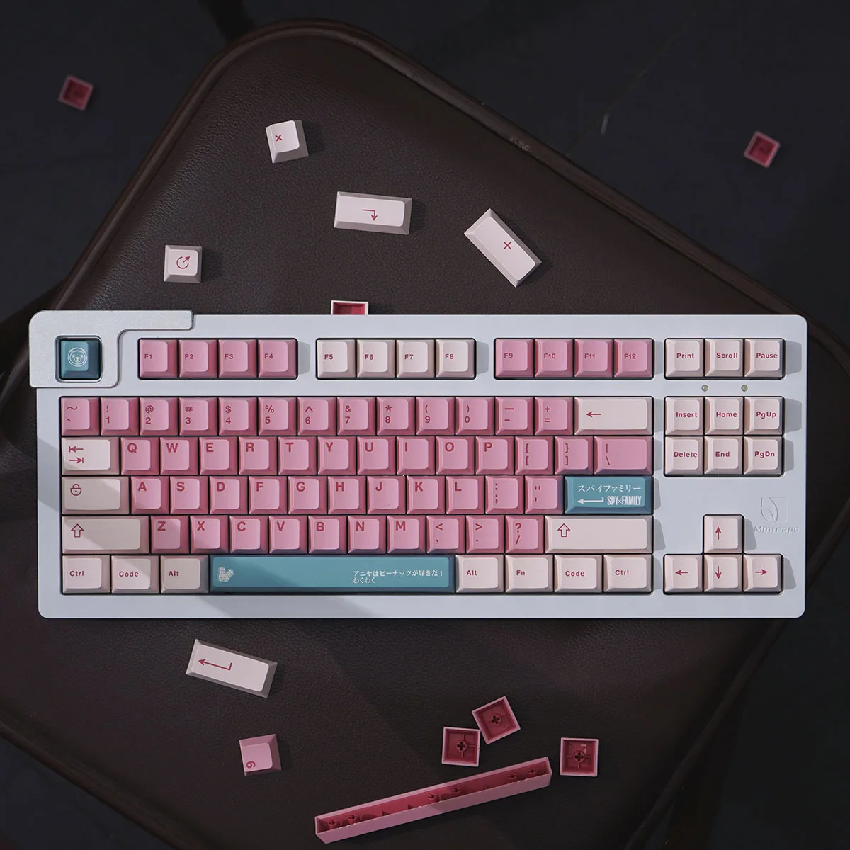 ECHOME Anya Forger Theme Keycap Set ABS Custom Cute Pink Keyboard Cap Cherry Profile Key Cap for Mechanical Keyboard Accessories