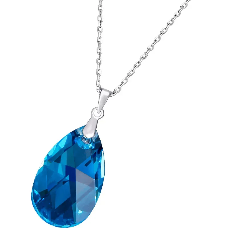 925 Sterling Silver Necklace Anime Sword Art Online SAO Cosplay Jewelry Accessory YUI Crystal Heart Pendant For Women Girls Gift
