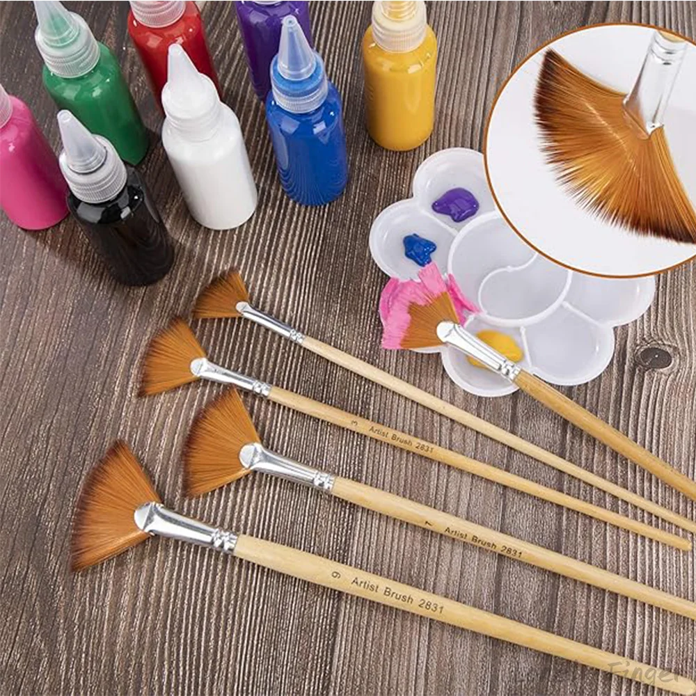 5/15/25 Pcs Nylon Fan Paint Brushes Artist Brush Set for Acrylic, Watercolor and Oil Painting
