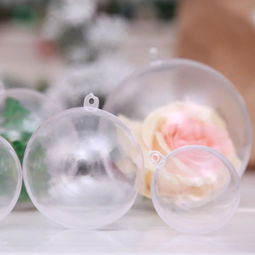 12 Pcs Christmas Celebration Supplies Creative Acrylic Ball Hanging Tree Pendant Ornament 10cm Party Pvc Photo Props Hollow