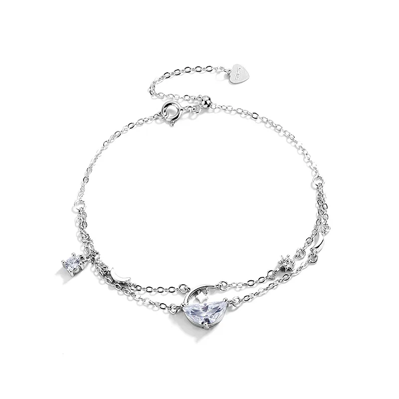 

Korean INS Design Women 925 Sterling Silver Zircon Crystal Bracelet Jewelry
