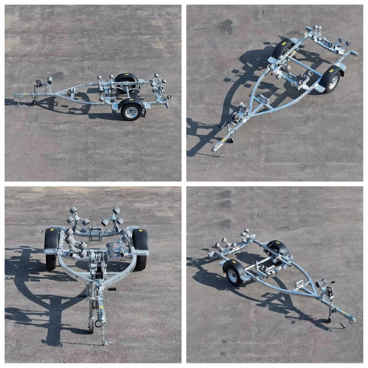 Remorque de bateau à rouleaux souple grise de 3,65 m pour un chargement facile |   Remorque marine de 12 pieds