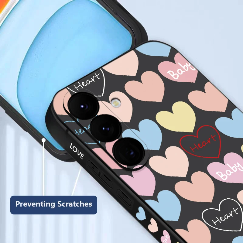 Love Hearts Lanyard Case For Samsung Galaxy S24 S23 Ultra S25 S22 S21 S20 FE A16 A26 A36 A56 A14 A34 A15 A25 A35 A55 A54 5G Capa
