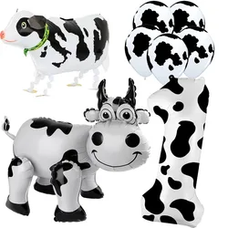 Self Standing Cow Balloons Cow Printed Balloons Kids 1-9th Birthday Party Favors Baby Shower Farm Cow Birthday Party Decorations