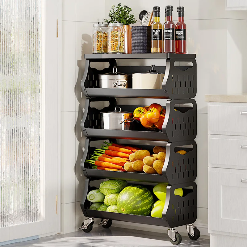 

Shelf multi-layer floor removable storage of fruits and vegetables for home use