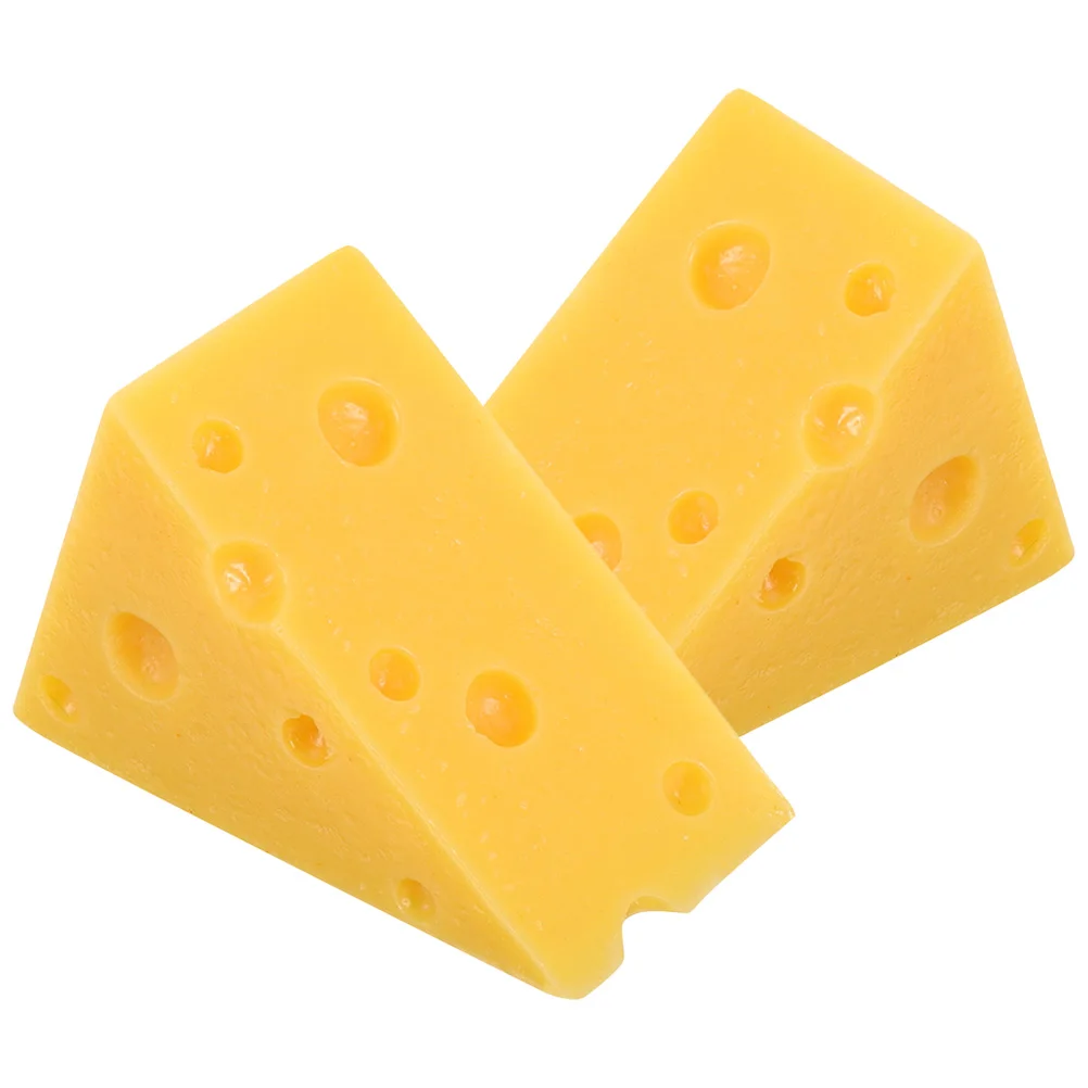 2 Pcs Simulation Cheese Model Toy Ornament Bread Resin Props Realistic Play Food Child Decorations Fake