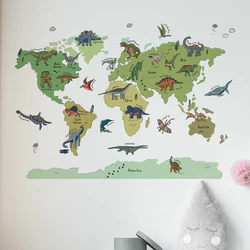 Creative Dinosaur Map Kids Wall Stickers for Nursery Play room Kindergarten Decor Removable Waterproof Wall Decals Tile Posters