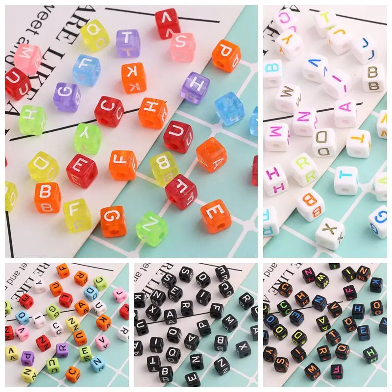 

100pcs Alphabet Letter Number Beads for Jewelry Bracelets Making Jewelry Cube 6×6mm Beads For DIY Handmade Crafts Making
