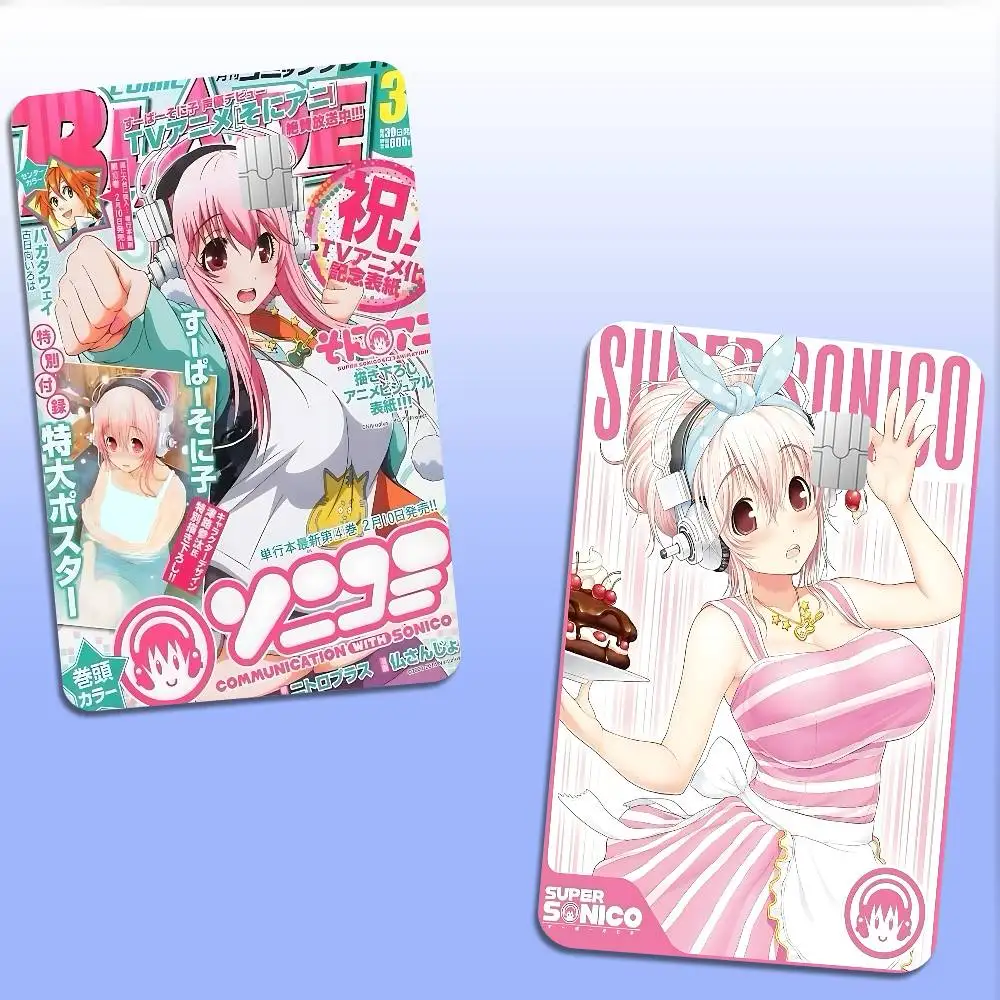 Character S-Super S-Sonico 2024 Anime Cartoon Skin Stickers Film Tape Case for Big Credit Debit Card Front Side