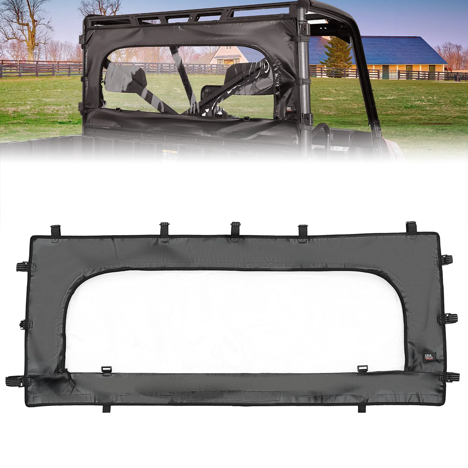 

KEMIMOTO UTV Rear Zippered Soft Windshield Compatible with Polaris Ranger XP 1000/Crew Ranger 1000 /Crew Ranger XP 900 2013-2024
