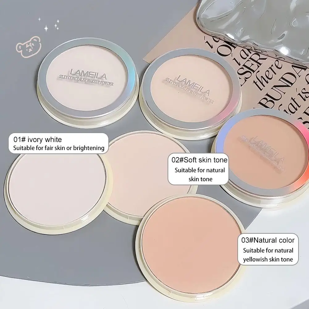 Natural Pressed Powder Transparent White Brighten Oil Control Concealer Lasting Face Makeup Setting Powder Waterproof Cosmetic