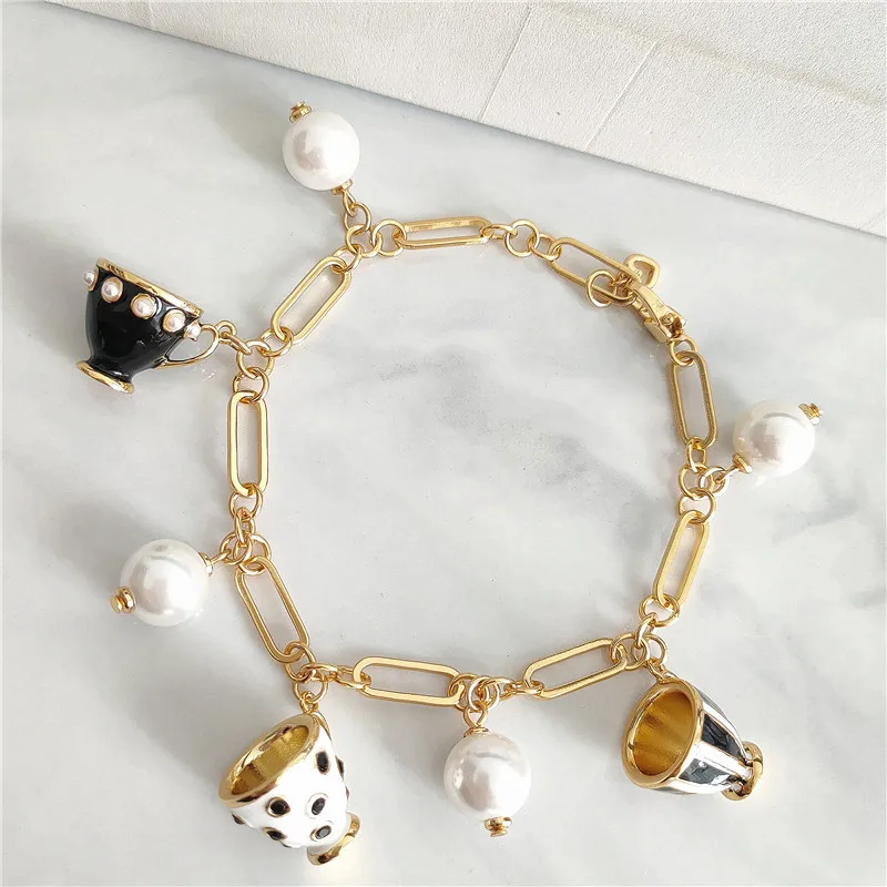 

20cm High Quality 1:1 Jewelry Enamel Teapot Bracelets For Women bijoux femme tendance 2024