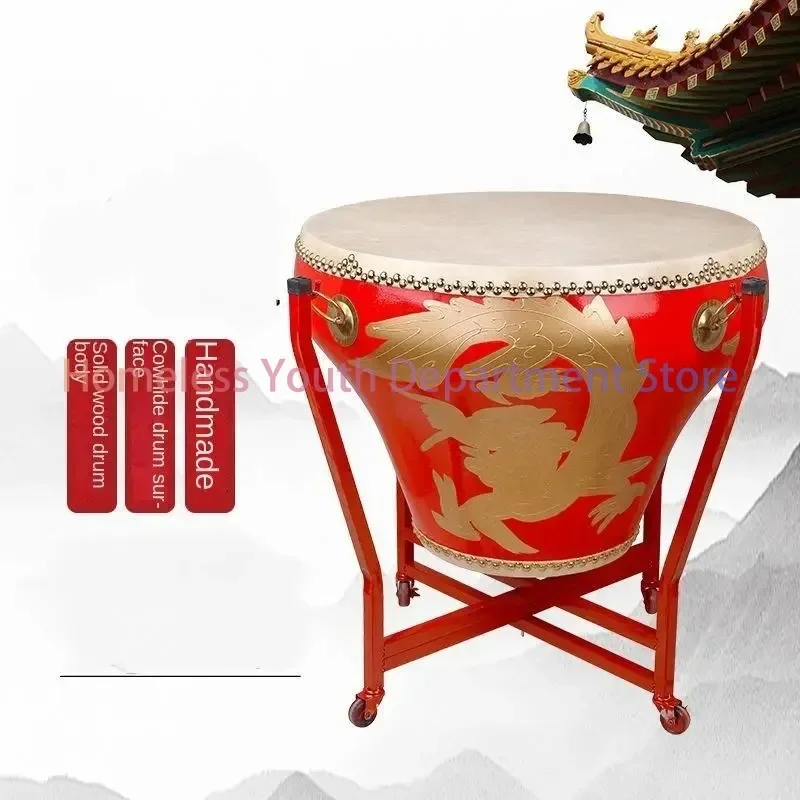 14-24 Inch China Lion Dance Vase Drum Leather Wood Large Dragon Drum Adult Stage Performance Professional Percussion Instrument