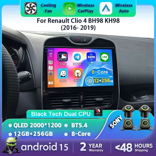 Android 15 pour Renault Clio 4 BH98 KH98 2016- 2019 2K QLED Android autoradio multimédia lecteur vidéo GPS stéréo CarPlay